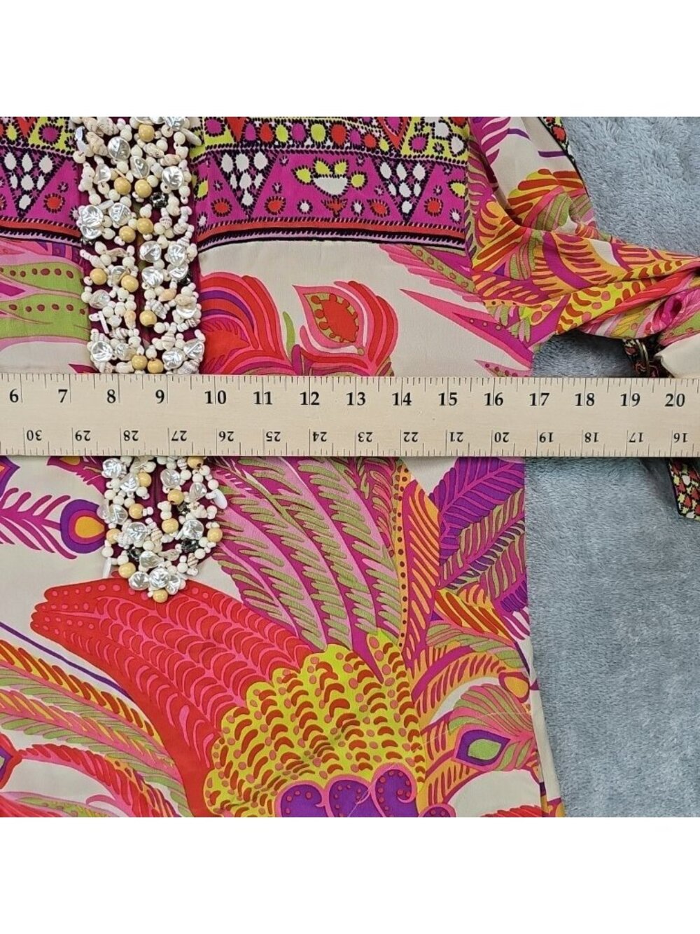 Nanette Lepore Dress Womens 0 Multicolor V Neck 3/4 Sleeve Shift Beaded Silk - Picture 12 of 12